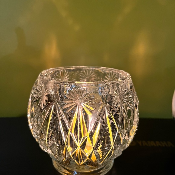 Vintage Avon Starburst Diamond-Cut Heavy Clear Crystal Candle Holder/Candy Dish - Picture 6 of 11